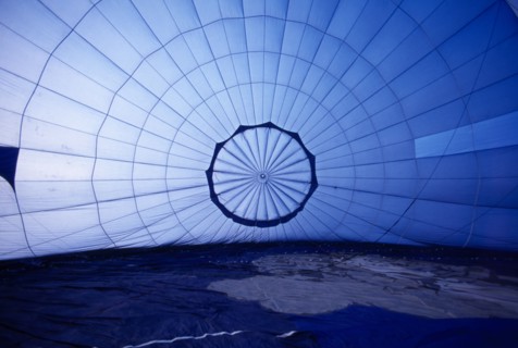 SPORT, Air, Ballooning, "View inside an inflating hot air ballon, Headcorn, Kent."