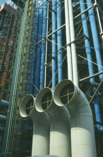 FRANCE, Ile de France, Paris , Exterior structural detail of the Pompidou Centre Beaubourg