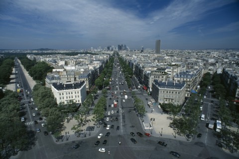 FRANCE, Ile De France, Paris, A view over the city and down the Avenue de la Grande Armee and