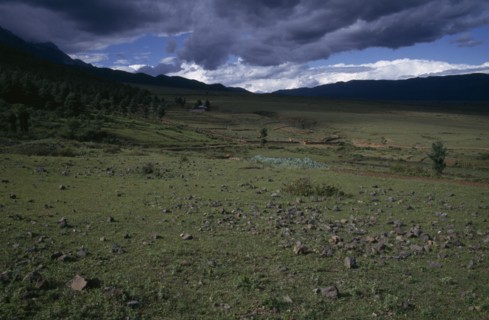 CHINA, Yunnan, Near Lijiang, "Landscape at the foot of Jade Dragon Snow Mountain, also known as