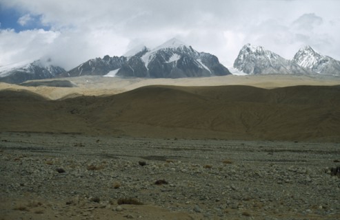 CHINA, Xinjiang  , Mountains and barren landscape near Mustagh Ata.