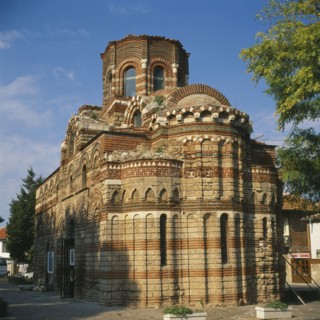 BULGARIA, Burgas Region , Nesebur ,  Art gallery in converted traditional church Intricate stone