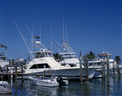 USA, Florida , The Keys, Fishing boats in harbour