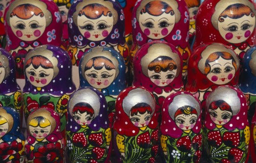 RUSSIA, Moscow, Matryoshka dolls at Izmaylovo market
