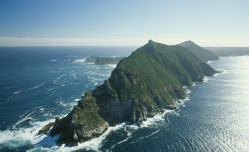 SOUTH AFRICA, Western Cape, Cape Point, Aerial view of the very eroded peninsular