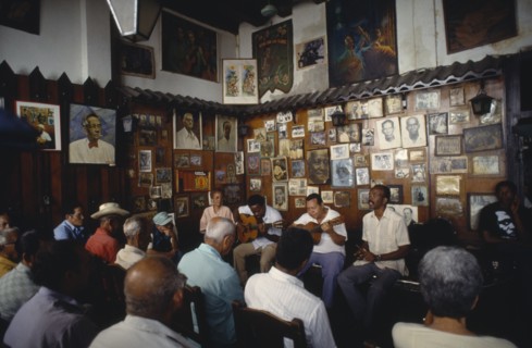 CUBA, Santiago, Band playing inside cafe Trova.