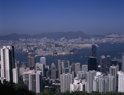 HONG KONG, Cityscapes, View over Hong Kong Harbour and skyline