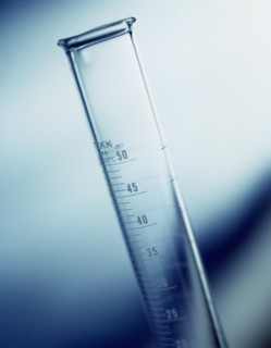 MEDICAL , Laboratory, Equipment, Measuring cylinder container. Graduated beaker.