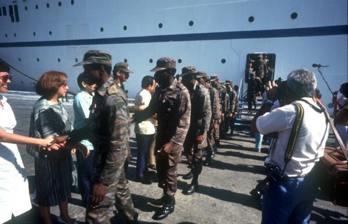 CUBA, Military, Cuban soldiers returing from Angola