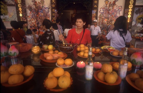 MALAYSIA, Kuala Lumpur , Display of Buddhist temple offerings