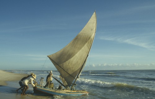 BRAZIL, Ceara, Near Fortaleza, Jangada boat