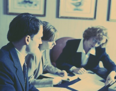 BUSINESS , Conference, Two women & man at business meeting