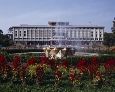VIETNAM, South, Ho Chi Minh , "Reunification Hall Presidential Palace Museum, fountain, flowers "