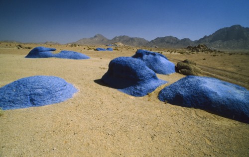 EGYPT, Sinai , The Blue Valley, Blue rocks on floor of semi desert valley
