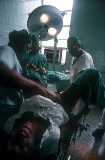 CUBA, Havana, Woman during labour in the delivery theatre of a hospital