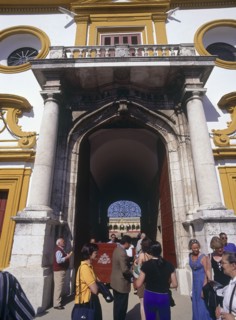SPAIN, Andalucia, Seville, "Arenal District, The Princes Gate of the 18th Century bullring with