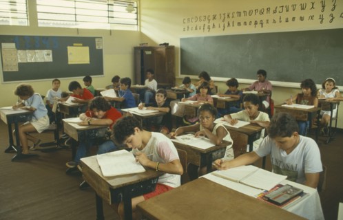 BRAZIL, Education, School kids in classroom.