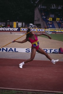 10039028 SPORT Athletics  Womens Javelin British javelin thrower Tessa Sanderson at Crystal Palace 1996