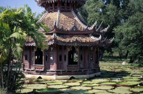 THAILAND, Architecture, Ancient City Pagoda built on a lily pond