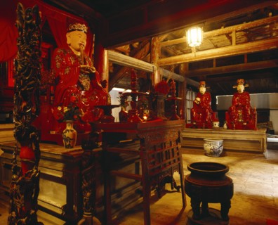 VIETNAM, North, Hanoi, "Temple of Literature,display of oriental statues & wood carvings "