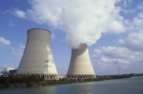FRANCE, Champagne Ardenne, Aube, "Nogent, Seine Valley.  Nuclear power station cooling towers