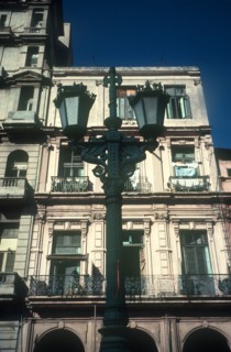 CUBA, Havana, Old Havana, Ornate lamp and old building detail