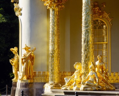 GERMANY, Brandenberg, Potsdam, "Sanssouci Park, Chinese tea house, detail of gold columns and