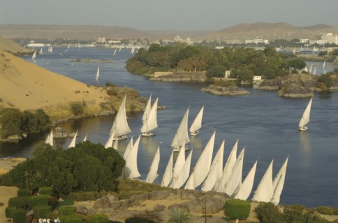 EGYPT,  , Aswan, Feluccas on River Nile