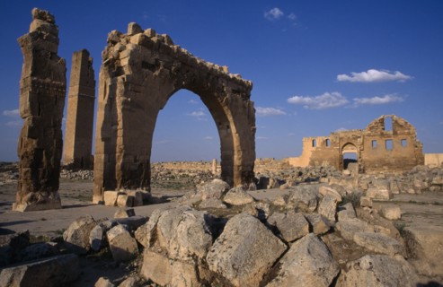 TURKEY, Harran  , Ulu Camii, General view of ruined archway and building