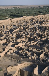 IRAN, Kerman Province, Bam , Arg e Bam Citadel. View over the old city ruins