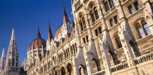 HUNGARY, Budapest, Parliment building part view of exterior.