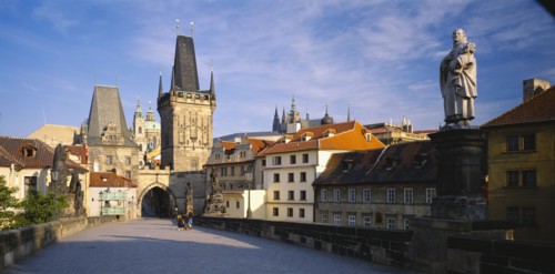 CZECH REPUBLIC, Stredocesky, Prague, View across Charles Bridge.
