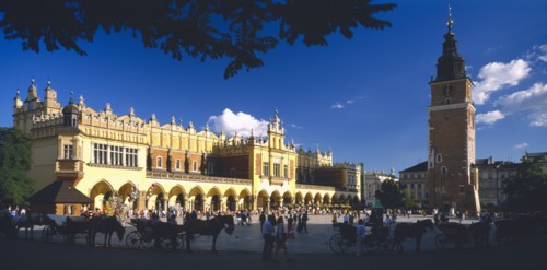 POLAND,  , Krakow , Rynek Glowny or Grand Square and sixteenth century Renaissance Cloth Hall