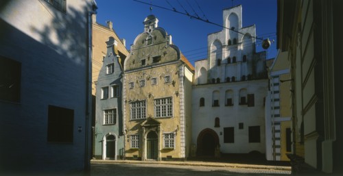 LATVIA, Riga, Extrerior of the Three Brothers.The Oldest houses in Riga