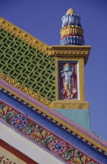 INDIA, Gujarat, Bhuj, Colourful Hindu temple detail