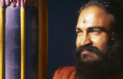 INDIA, Gujurat, Bhuj  , Head and shoulders portrait of initiated monk or Swami.  A title of respect