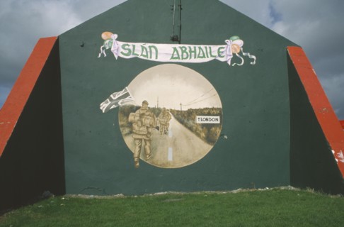 IRELAND,  North  , Derry, "Reverse side of the Now Entering Free Derry Gable Wall, Mural depicting