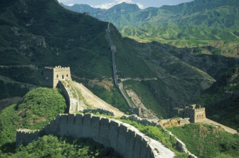 CHINA, Simatai, The Great Wall, View along the Wall and surrounding countryside