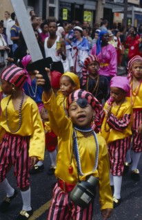 ENGLAND, London, Children in pirate costumes during parade.