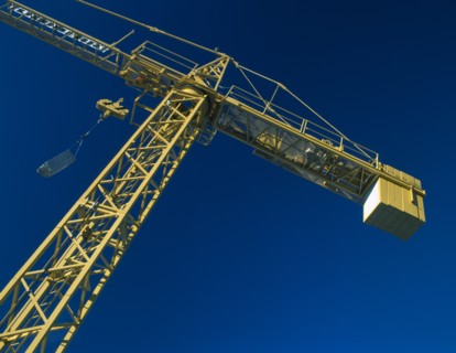 ARCHITECTURE, Cranes, View looking up to the top of a Swiss yellow crane