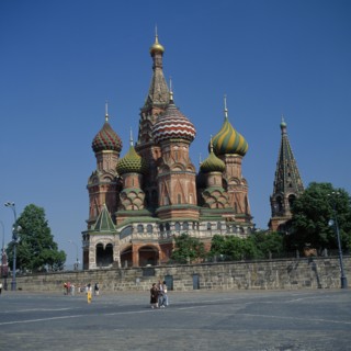 RUSSIA, Moscow, St Basil's Cathedral with multi-coloured domes.