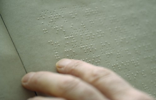 HANDICAP,  , Blind, Close up of hand reading braille