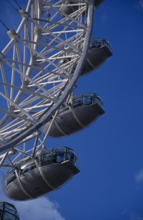 ENGLAND, London, Detail of the gondolas on the London Eye