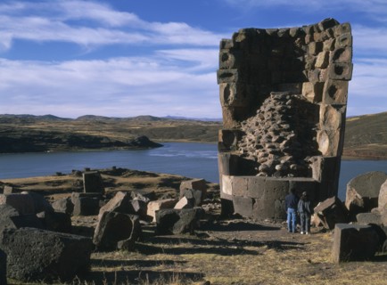 PERU, Puno Administrative Division, Puno Area, "Sillustani.  Pre columbian funeral tower, or