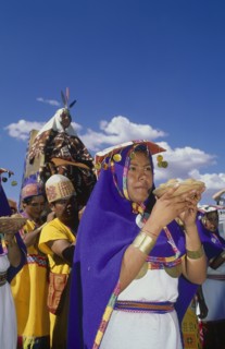 PERU, Cusco Department, Cusco, The wife of the Emperor Pachacuti being carried in her throne at