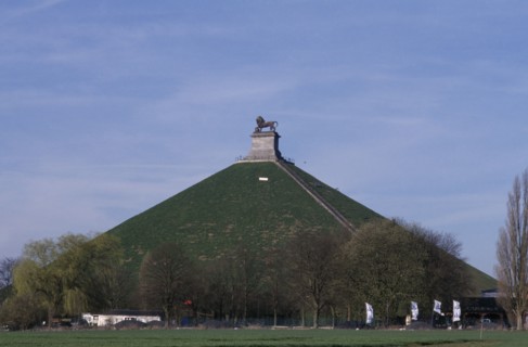BELGIUM, Brabant, Waterloo, View towards the Wellington Monument or Golden Lion and Waterloo