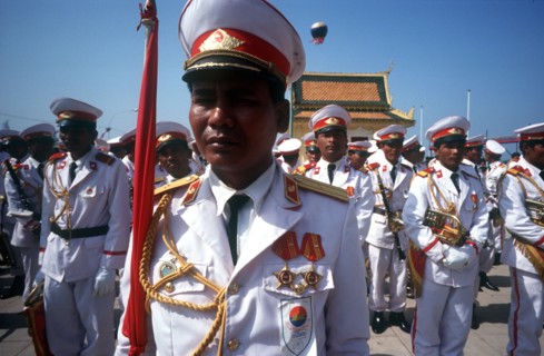 CAMBODIA, Tonle Sap, Band at the Tonle Sap boat races.