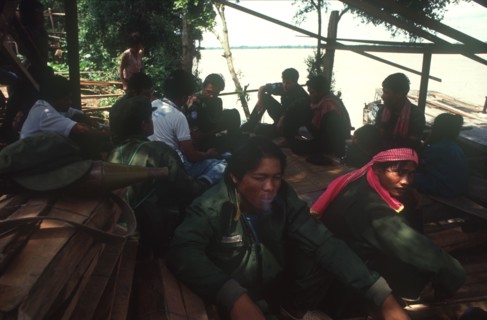 CAMBODIA, Kratie, British UN forces meeting with the Khmer Rouge south of Kratie.