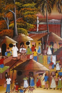TANZANIA, Zanzibar Island, Art and Crafts, Colourful painting in the Tingatinga style named after