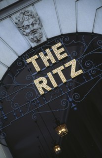 ENGLAND, London, "The Ritz Hotel in Piccadily, detail of archway with name sign."